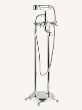 Bathtub Faucet Floor Mounted, Brass Retro Style Telephone Shape Brass Electroplated Finish Two Handles Two Holes Shower Faucet with Handshower and Drain